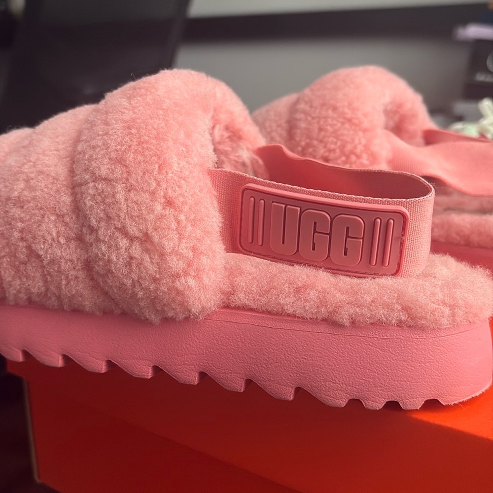 UGG Super Fluff Women's Pink/ Coral Slipper- Size 6 SLINGBACK SLIP ON - Picture 10 of 11